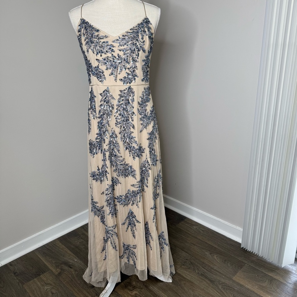 Gianni Bini nude Gown Sequin mesh overlay prom wedding guest mother of bride - Picture 4 of 11